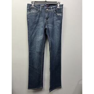 Rich Cow Jeans Juniors 5 Mid Rise Light Wash Straight Leg 5 Pocket‎ Stretch